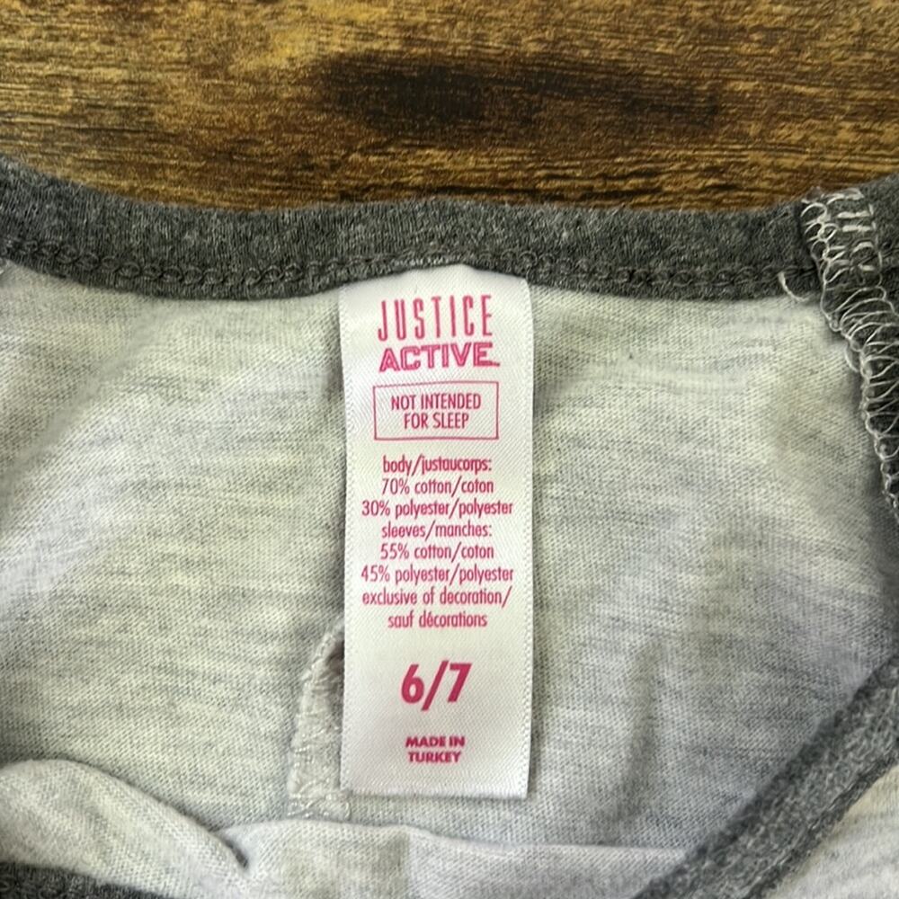 5 for $20 Justice Active Heathered Gray Sequin Dog Graphic Short Sleeve Tee - Picture 7 of 8